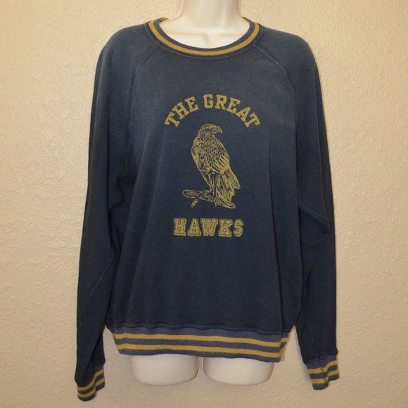 $245 Sz 1 S The Great. Navy College Hawks Long Sleeve Sweatshirt - Picture 2 of 7